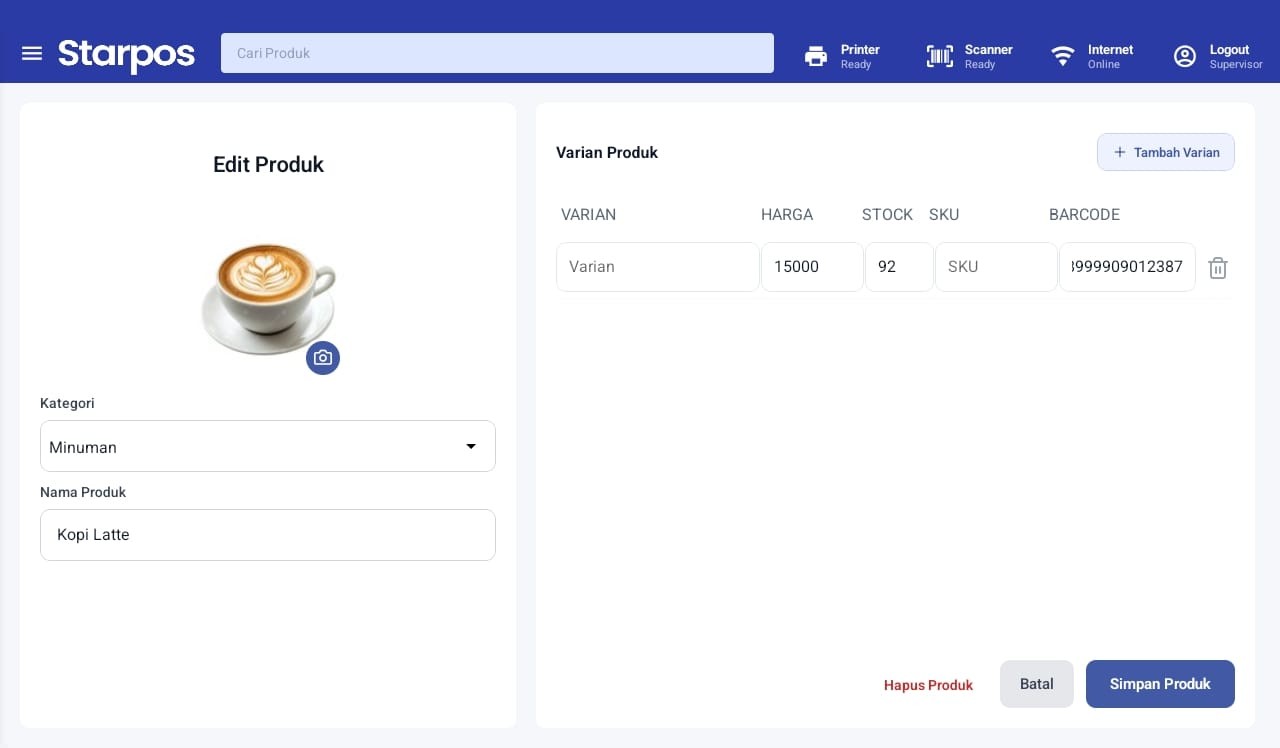 Input Barcode Produk